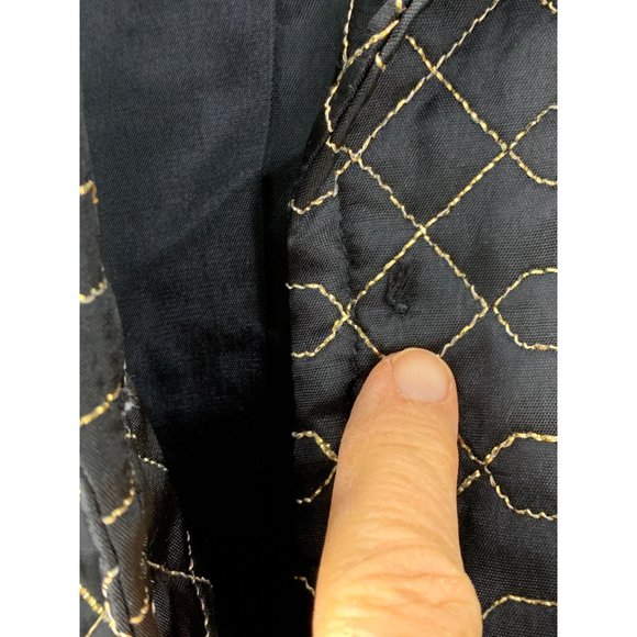 VTG Betsey Johnson New York Silk Fit & Flare Black Gold Coat Size 10 Dress 6604 - Picture 6 of 14